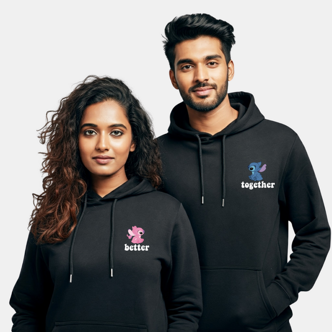2 Pack: Angel and Stitch Better Together Couple Hoodies Hover Image