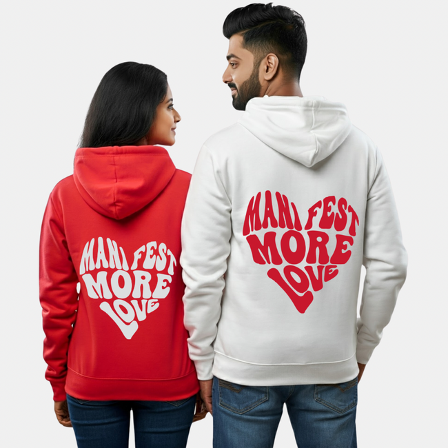 2 Pack : Manifest More Love Red and White Couple Hoodies Hover Image