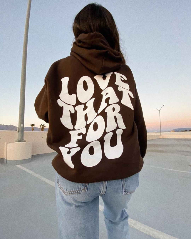 Love That For You Brown Hoodie Hover Image