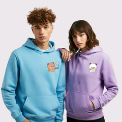 2 Pack : Milk & Mocha Cooking Omelette Skyblue Lilac Couple Hoodie