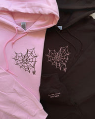 2-Pack: Spider-Web Heart with Custom Sleeves Embroidery Couple Hoodies