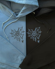 2-Pack: Spider-Web Heart with Custom Sleeves Embroidery Couple Hoodies