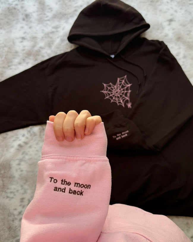 2-Pack: Spider-Web Heart with Custom Sleeves Embroidery Couple Hoodies Hover Image