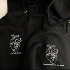 2 Pack : Cardiac Heart with Quote on Front and Sleeves Couple Hoodies
