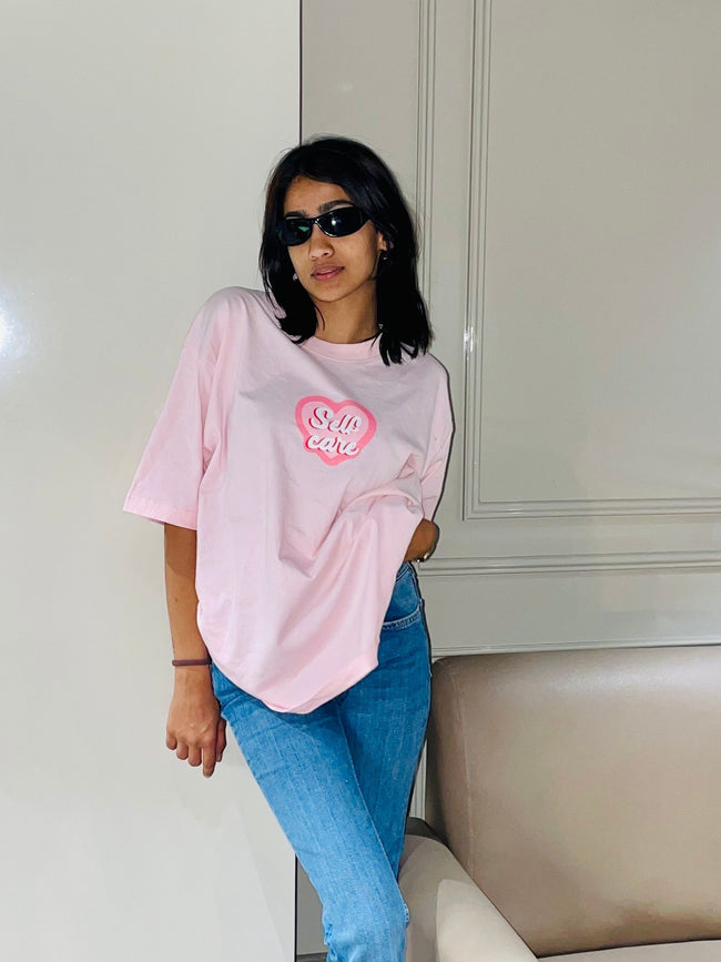 Self Love Printed Pink T-Shirt Hover Image