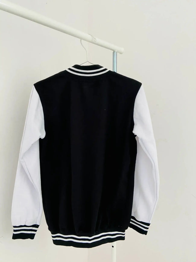 Plain Black Unisex Varsity Jacket Main Image