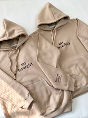 2 Pack : Beige loverboy and lovergirl Couple Hoodies