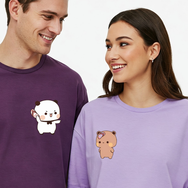 2 Pack : Milk Mocha Playing Couple T-Shirts Main Image