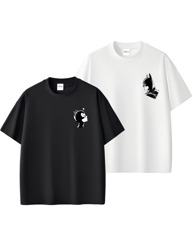 2 Pack : Catwomen & Batman Couple T-Shirt Hover Image