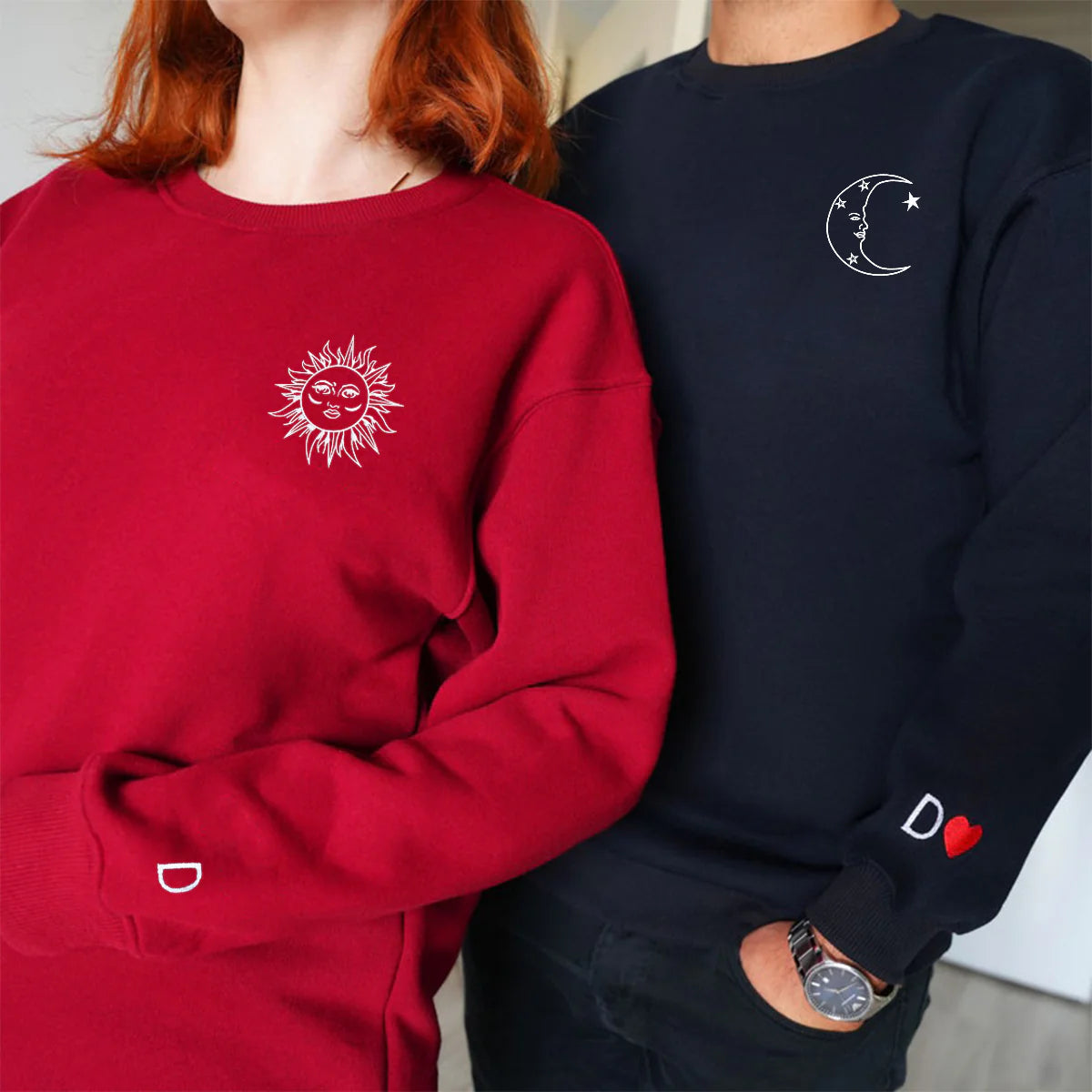 2-Pack: Sun & Moon Embroidered Sweatshirt