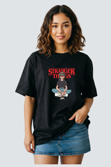 Stranger Things Eleven Printed Black T-Shirt