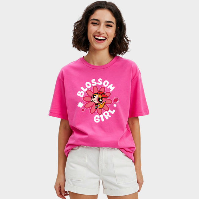 Blossom Powerpuff Girl Hot Pink Tshirt Hover Image