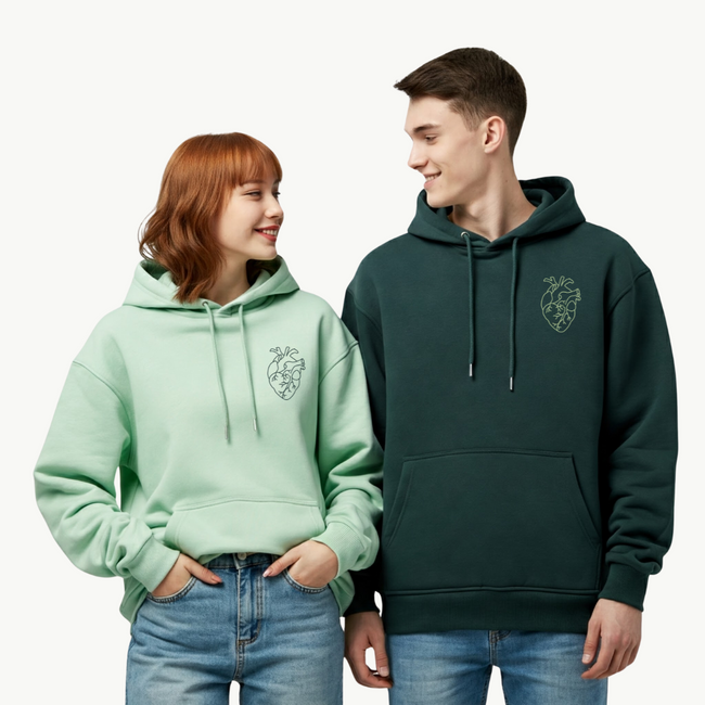 2 Pack : Cardiac Heart Pista Green & Dark Green Couple Hoodies Hover Image