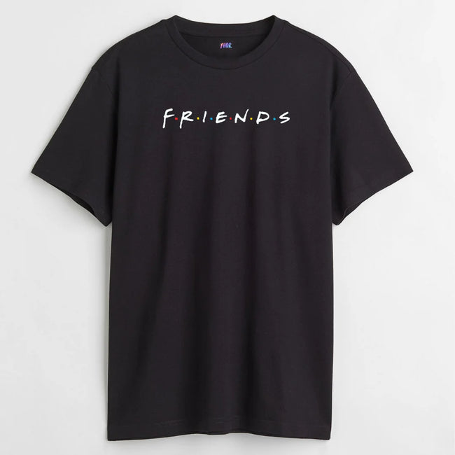 Friends Printed Black T-Shirt Hover Image