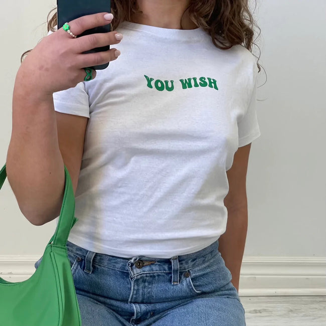 You Wish Printed WHite T-Shirt Hover Image