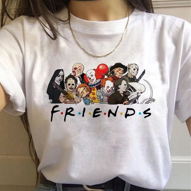 Friends Joker Printed White T-Shirt Hover Image