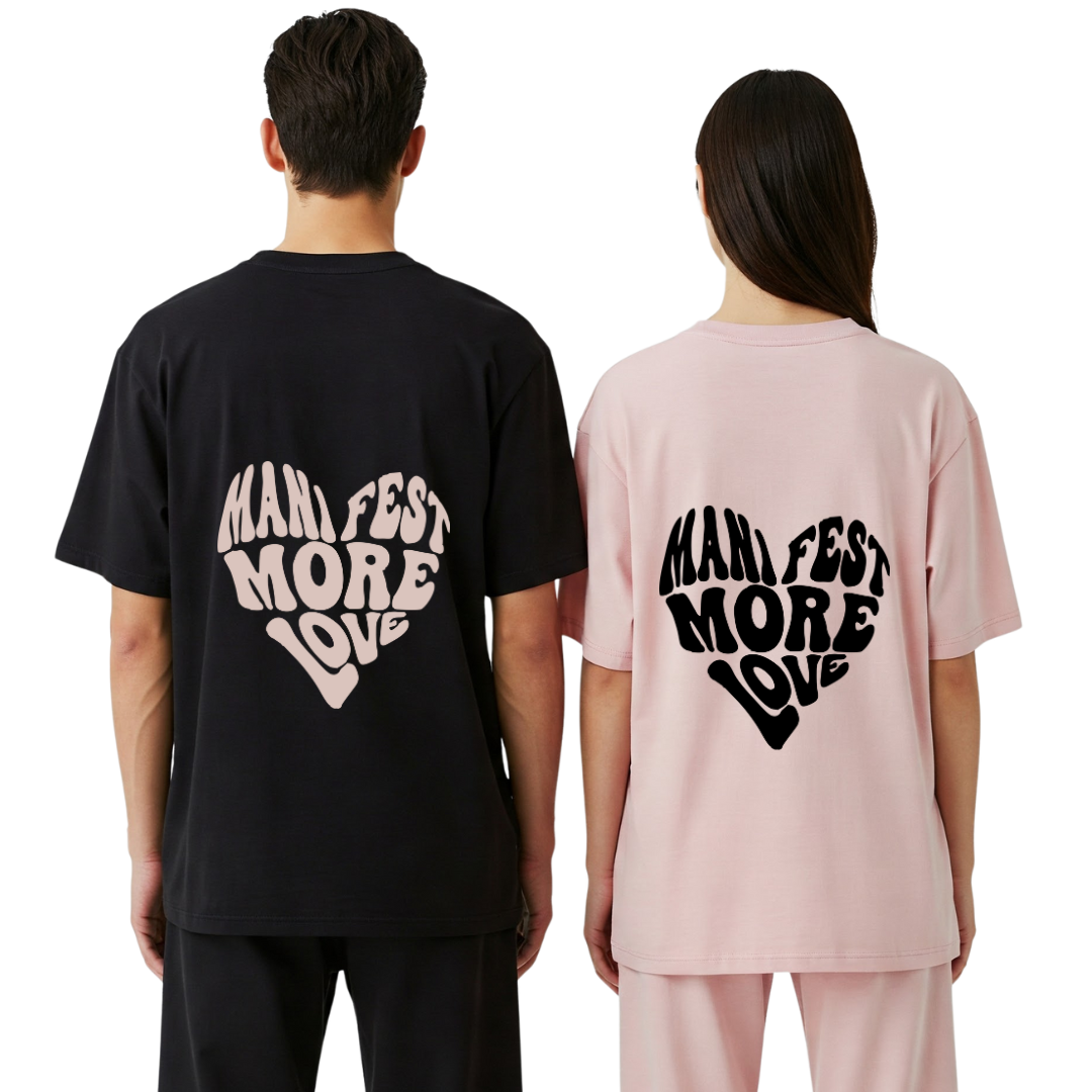 2 Pack : Manifest More Love Baby Pink & Black Couple T-Shirts