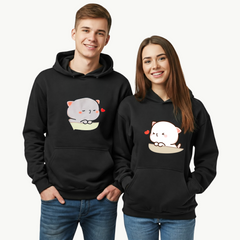2 Pack : Milk & Mocha Kissing Black Couple Hoodie