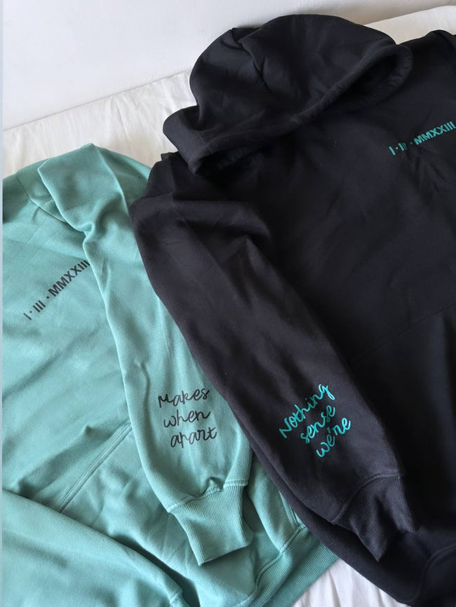 2-Pack Nothing Makes Sense When Apart Black and Sage Green Couple Hoodies Hover Image