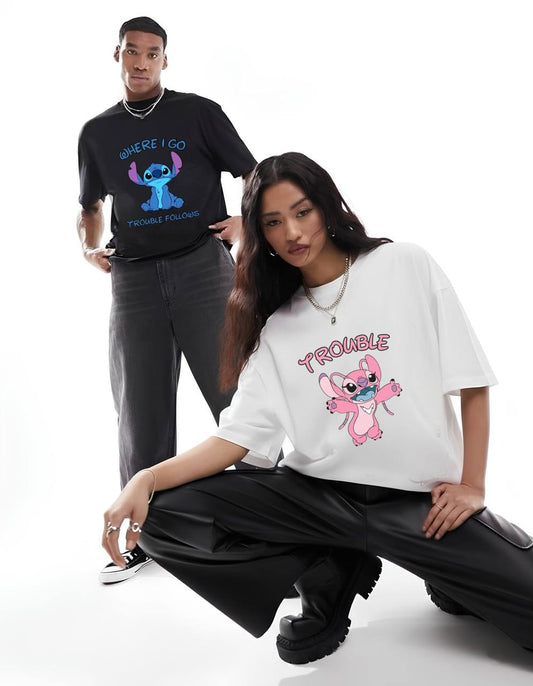 2 Pack : Where I Go Trouble Follows Couple T-Shirts