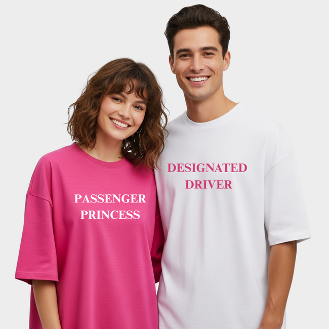 2 Pack : Designated Driver and Passenger Princess Couple T-Shirt Hover Image