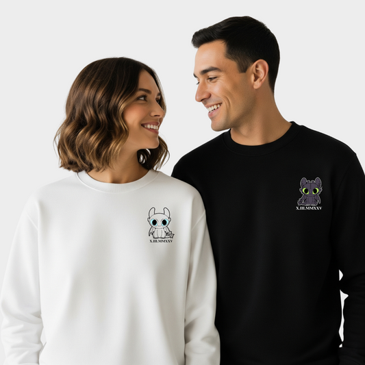 2 Pack :Toothless Lightfurry Custom Date Couple Sweatshirt