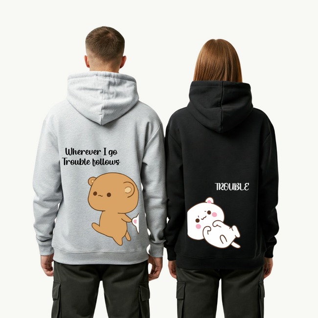 2 Pack : Milk and Mocha Trouble Couple Hoodies Hover Image