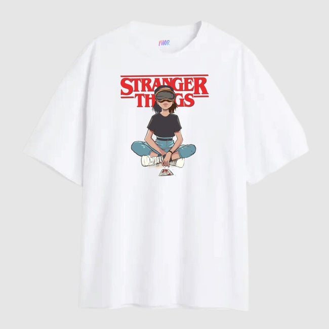 Stranger Things Eleven Printed  White T-Shirt Main Image