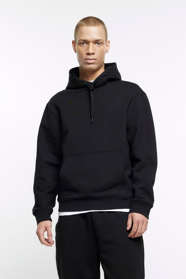 Regular Fit Black Hoodie Hover Image