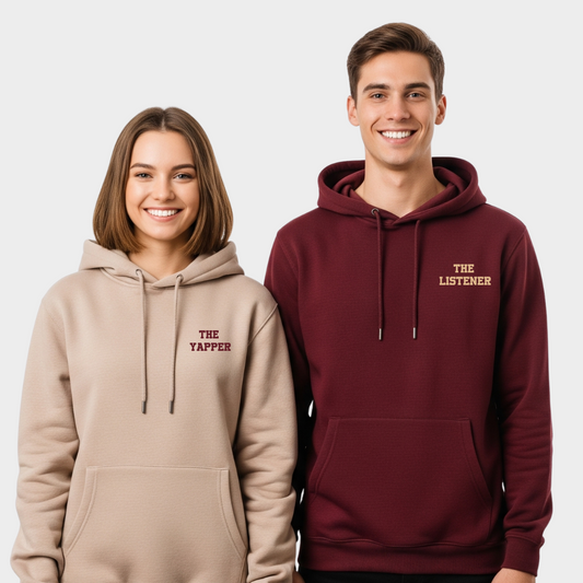 2 Pack : The Yapper and The Listener Couple Hoodie
