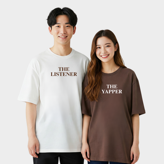 2 Pack : The Yapper and Listener Couple T-Shirts